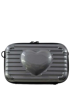 ABS Plastic Heart Mini Crossbody Bag PC713 PEWTER